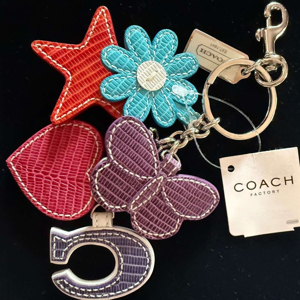 *SALE*RARE FIND! NEW COLLECTORS COACH 5 LEATHER CHARMS Key Chain /FOB -Y2K